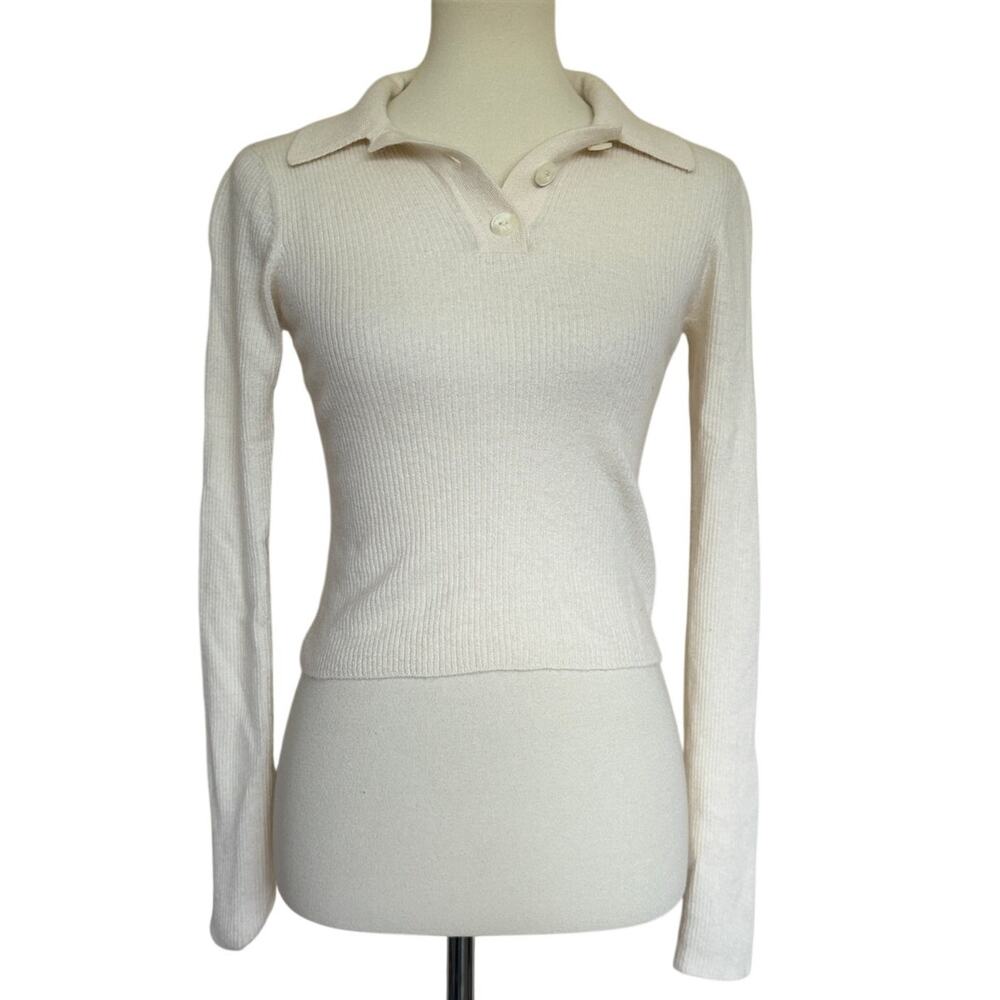 Rag & Bone Mandee Ribbed Cashmere Polo Sweater